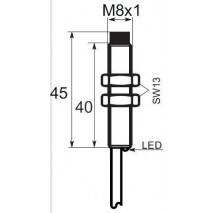 Indukční snímač B01EG82NO M8 nestíněný NPN-NO Sn-2mm kabel 2m